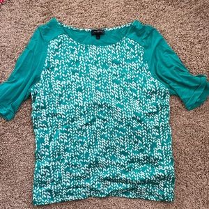 The Limited green print top with button accents